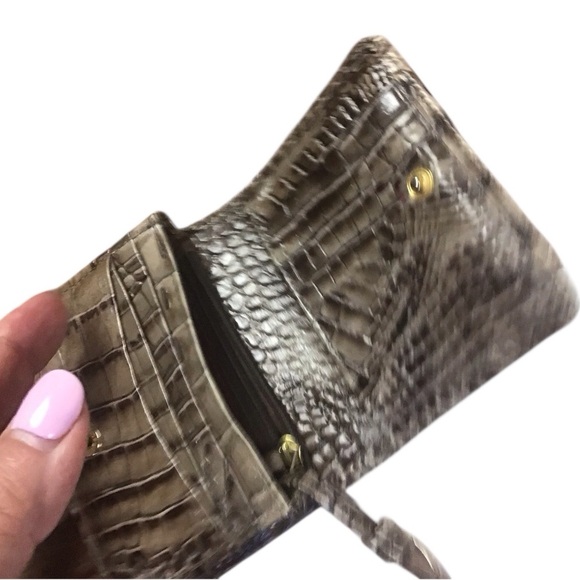 Brahmin Mini Key Brown Collodi Melbourne Genuine Leather Bi Fold Mini Wallet ID - Picture 6 of 12